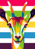 Baby Ibex Portrait in Pop Art Style