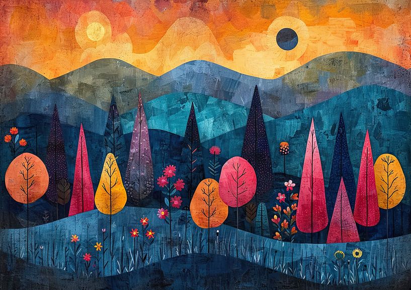 Whimsical Moonlit Peaks by Art Whims