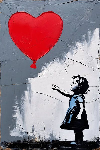 Fille avec un ballon en forme de coeur par Imperial Art House
