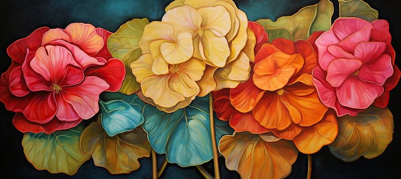 Florale Schönheit | Öl Blumen von Abstraktes Gemälde