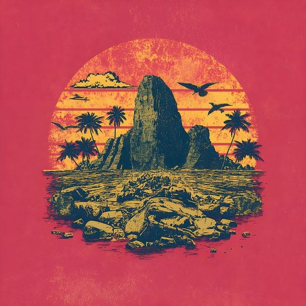 Ruines de l'île mystique : Paysage d'aventure rétro par Kurator_Things