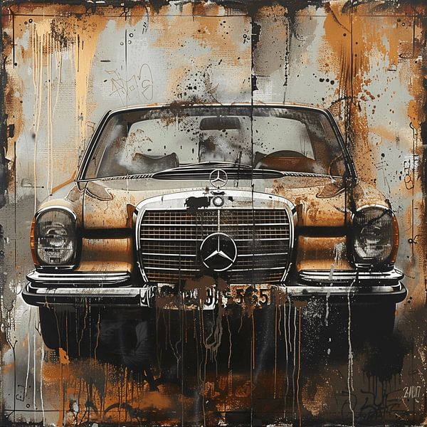 Graffiti Mercedes Benz classic car rusty surface sprayed by gm_designs