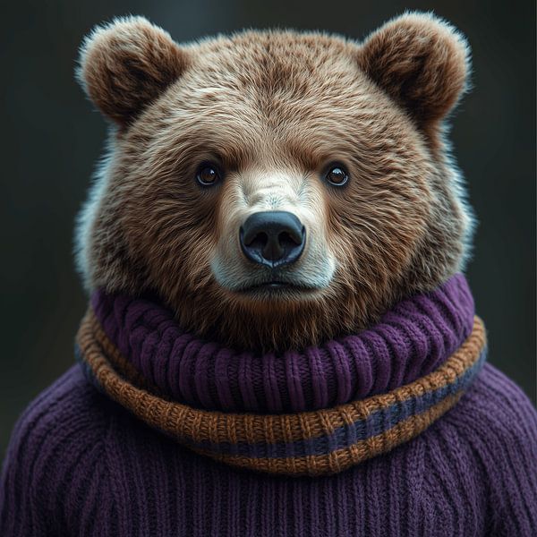 Grizzlybär für den Winter gekleidet von Ton Kuijpers