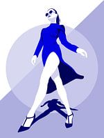 Lady in the spotlight - Illustration of a woman (Colour: Blue)