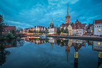 Lübeck on the Trave at the blue hour
