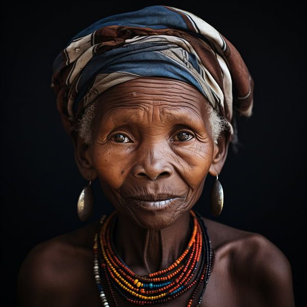 Porträtmalerei Frau: Afrikanischer Stamm von Surreal Media