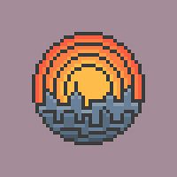 Pixel Art Sun and City