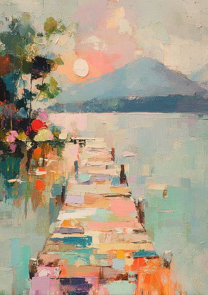 Passerelle au bord du lac un soir d'été par Niklas Maximilian