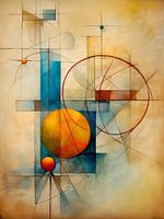 Abstrait géométrique – Œuvre d'art bleu chaud et ocre