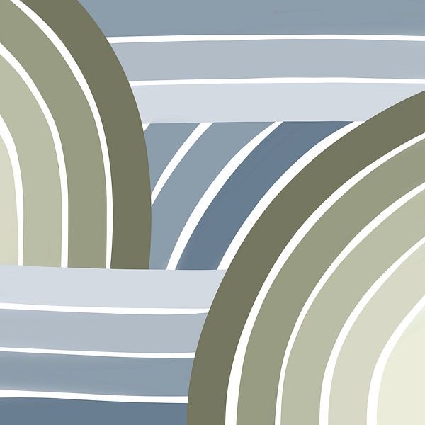 Modernes Retro - blaue und grüne Illustration navy denim von Studio Hinte