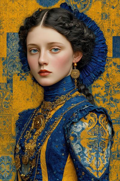 Porträt in Gelb und Blau von Egon Zitter