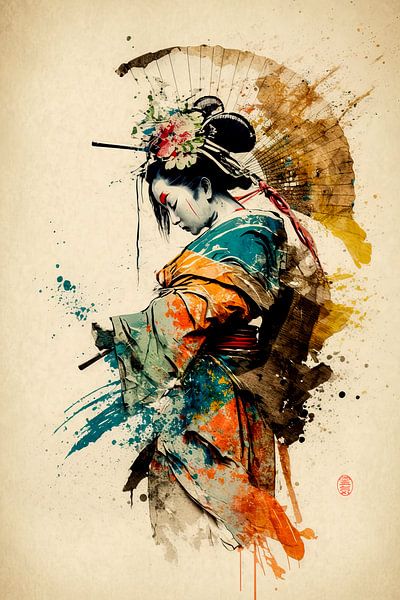 Danseuse Bugaku, Japon par Peet de Rouw