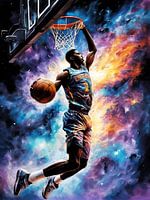 Explosion der Kraft: Basketballspieler auf dem Höhenflug