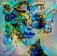 Masquerade-Glow in the dark, serie Faces, blauw