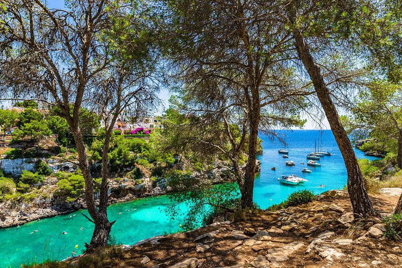 Beautiful bay with yachts boats and turquoise sea water, Cala Pi by Alex Winter