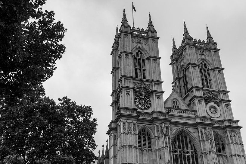 Westminster Abbey, the most famous church in London, England Black and white photo by Animaflora PicsStock