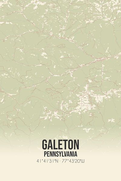 Alte Karte von Galeton (Pennsylvania), USA. von Ortsdrucke