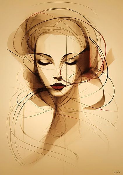 peinture minimaliste d'une femme par Gelissen Artworks