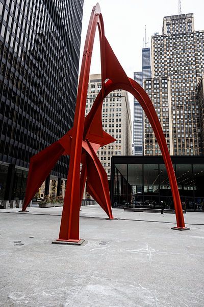 Statue de flamant rose à Chicago par Eric van Nieuwland