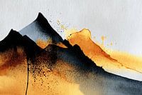 Golden Black Minimalist Mountain Landscape