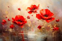 Zomerdans – klaprozen in bloei in schilderachtige stijl