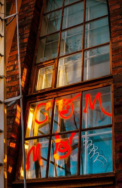 Industrial Window with Graffiti – Urban Wall Art by Brave Toaster Photography