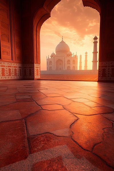 Taj Mahal au coucher du soleil - atmosphère par Poster Art Shop