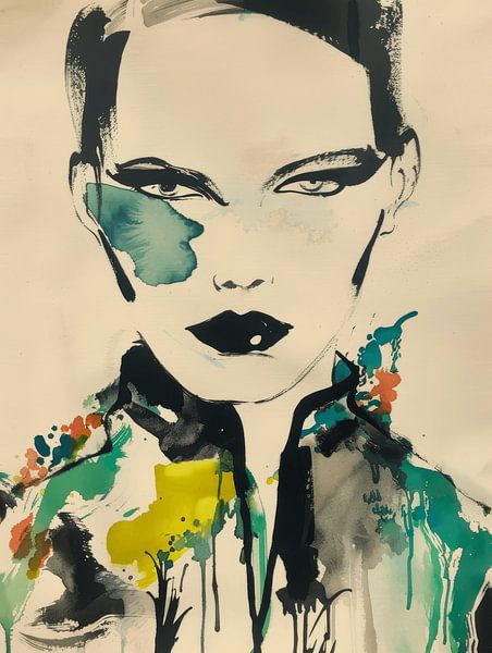 Modernes und abstraktes Porträt mit modischer Ausstrahlung; von Carla Van Iersel
