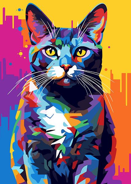 Katze Tier WPAP Pop Art Farbe Stil von Mason Scott