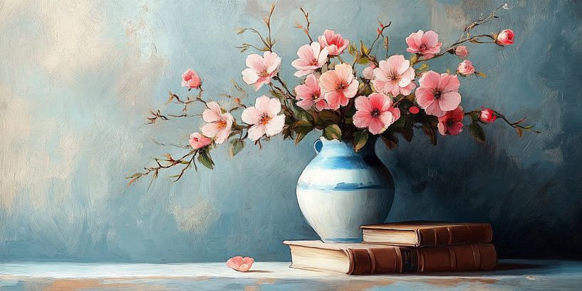 Sereniteit in Turquoise en Zachte Bloesems no.3 van Studio BB