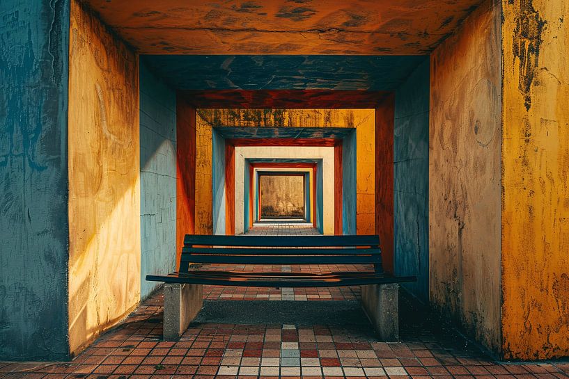 Minimalistischer Tunnel mit Bank von Art & Soul Creations