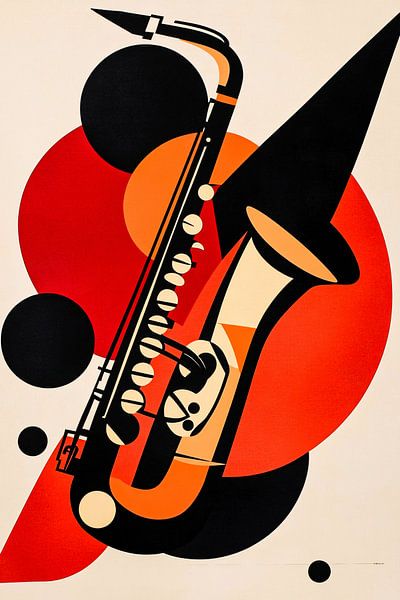 Affiche d'art abstrait sur le saxophone par Imperial Art House
