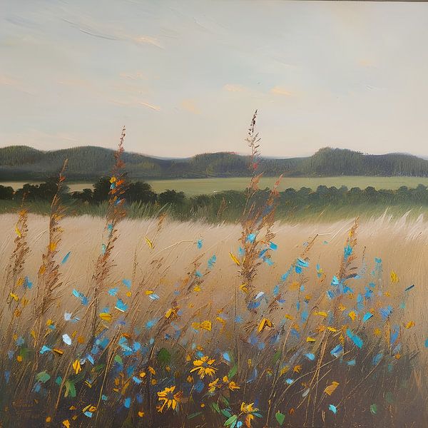 Wildblumen auf einem Feld (Ölfarbe) von Henk van Holten