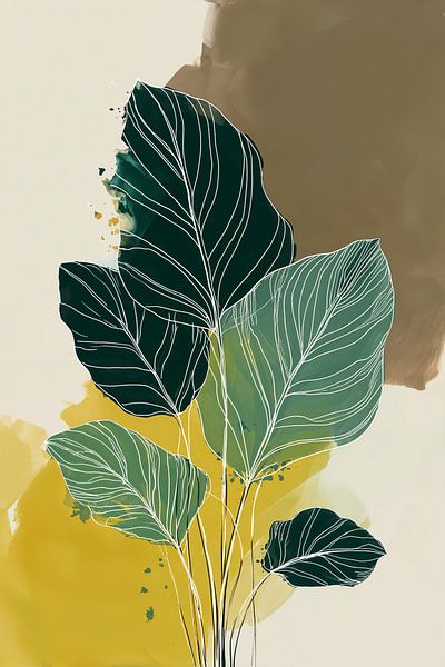 Minimalistisch Bladerspel in Groen & Goud no.4 von Studio BB