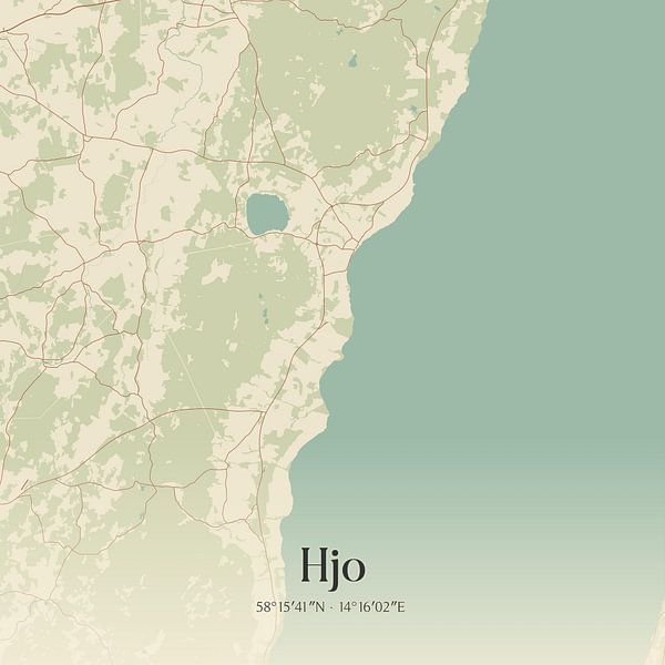 Alte Karte von Hjo, Schweden. von Ortsdrucke