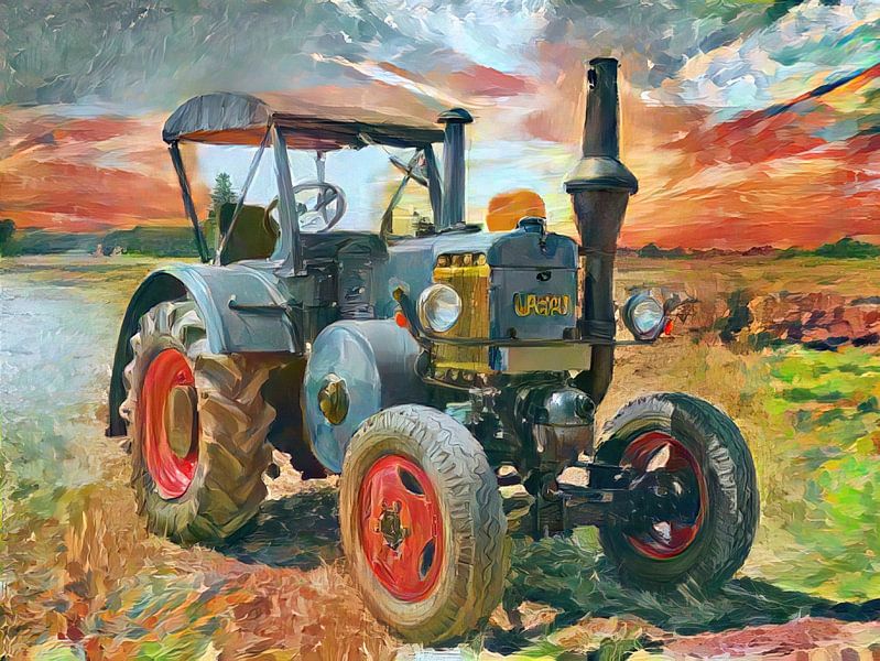 Tractor Ursus / Lanz in style watercolor by Christian Lauer