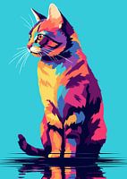 Chat Animal WPAP Pop Art Color Style