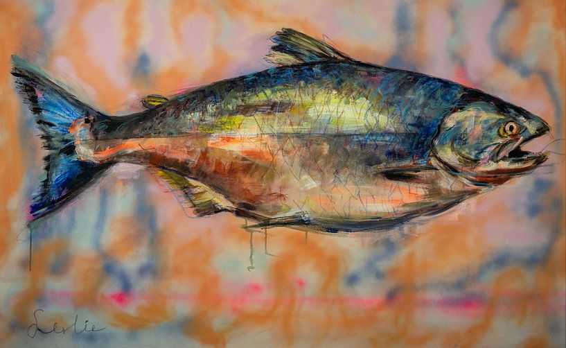 Wild Salmon by Paintings Liesbeth Serlie