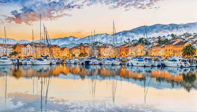 Port de la Méditerranée au coucher du soleil par Retrotimes