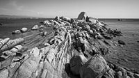 Rocky coastline on the Mediterranean Sea - done in black and white