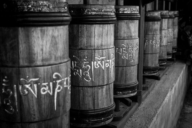 Buddhistische Gebetsmühlen Monochrom von Imladris Images