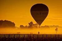 Hot air balloon in the fog