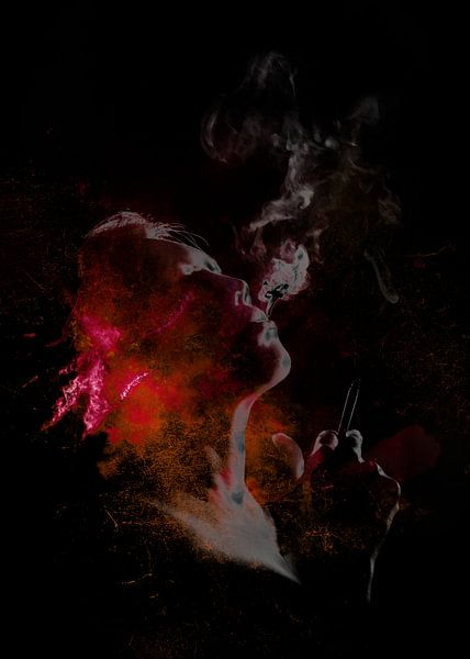 smoking woman in red by Alex Neumayer