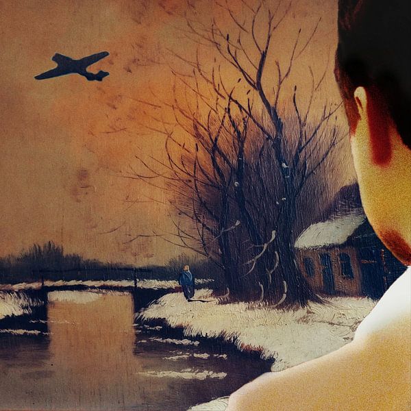 Watching them going home (landschap met vliegtuig) van Ruben van Gogh - smartphoneart