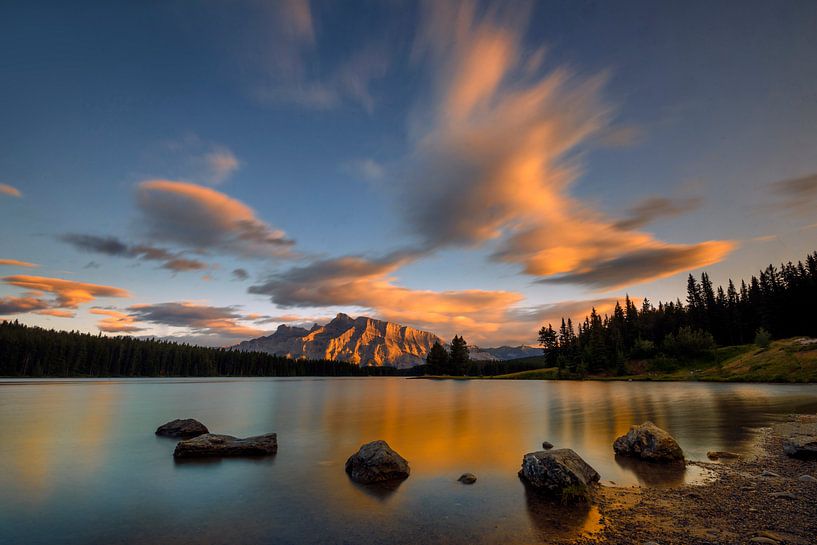 Two Jack Lake Sunset by Hua Zhu