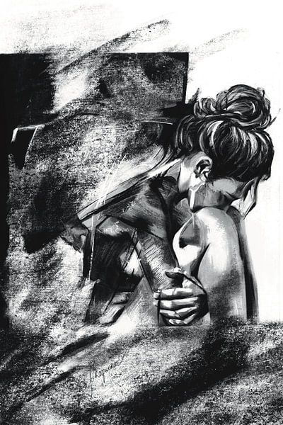 Woman. Portrait charcoal by Ljupka Kareska