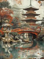 Ruhige Brücke inmitten der Herbstumarmung