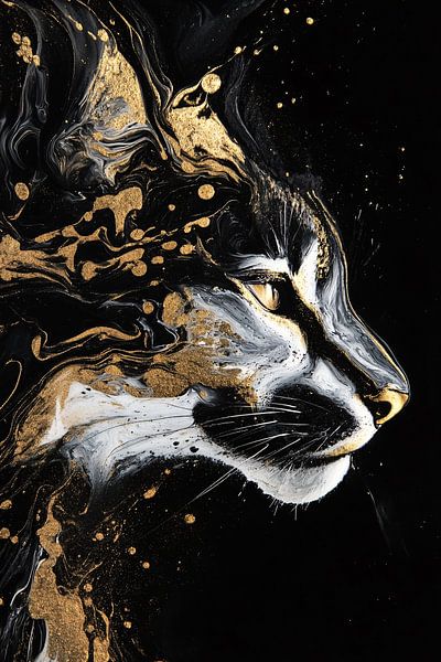 Abstracte lynx zwart en goud van Imperial Art House