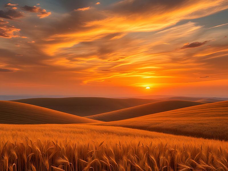Sonnenuntergang über goldenen Feldern von ButterflyPix