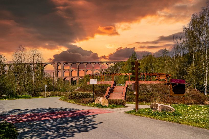 Panorama of the Göltzschtal Bridge in Vogtland at sunset, Saxony by Animaflora PicsStock